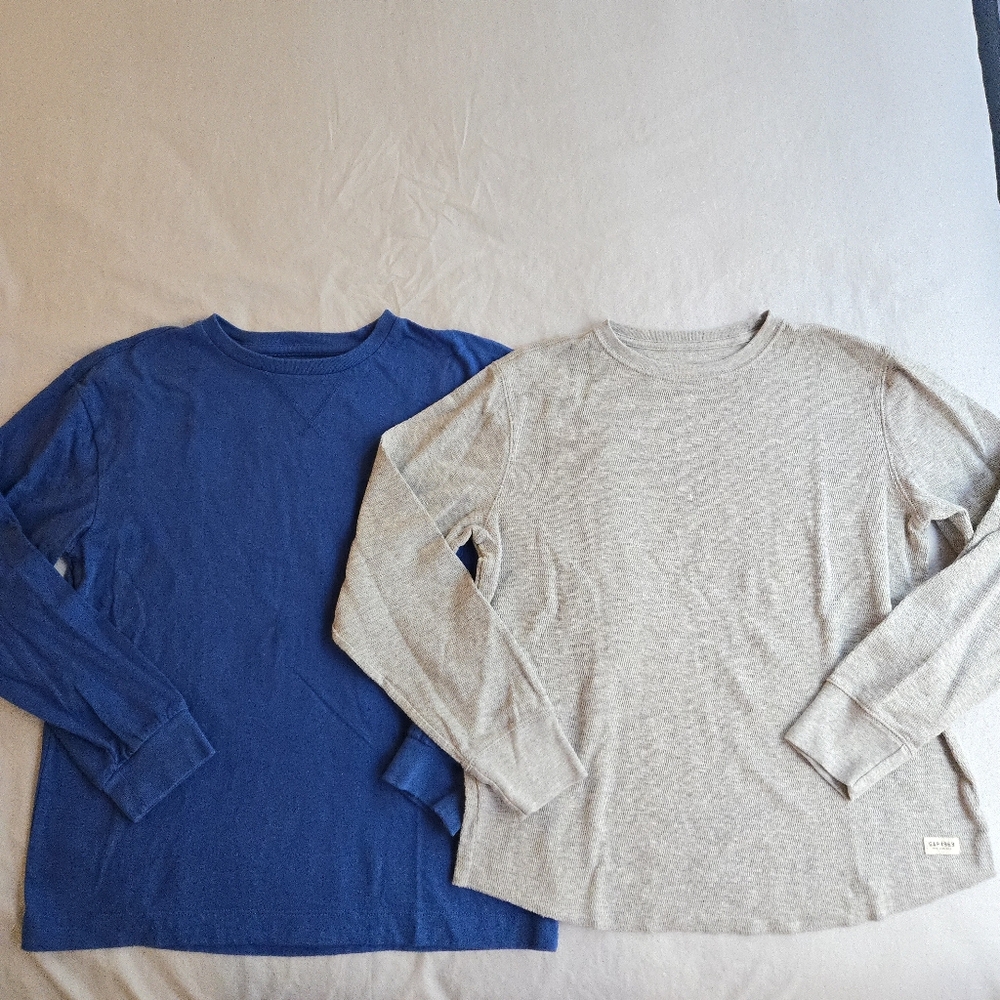 GAP Kids Cotton Long Sleeve Tees in Royal Blue and Heather Gray